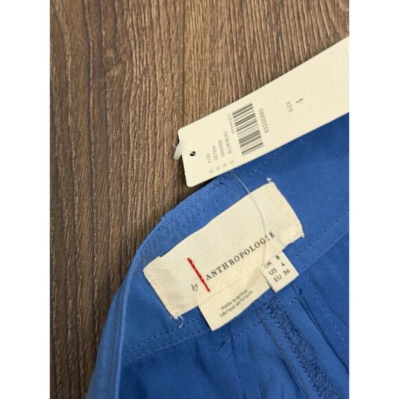 NWT $138 By Anthropologie Cropped Pleated Trousers Pants Blue Light Weight sz 4 - Picture 5 of 5